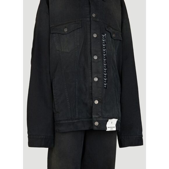 Balenciaga | Jackets & Coats | Balenciaga Size Sticker Denim Jacket ...